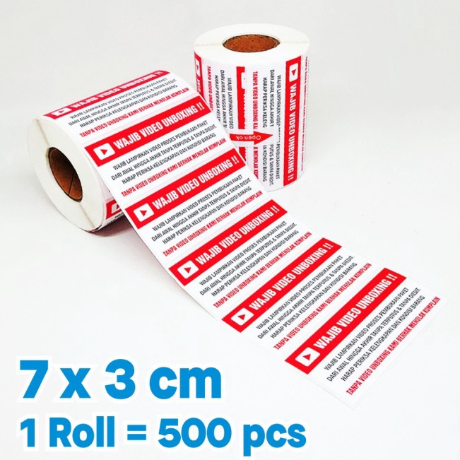 

♠ Sticker Label Wajib Video Unboxing Stiker Pengiriman Olshop 7 x 3 cm (1 roll/ 500 pcs)