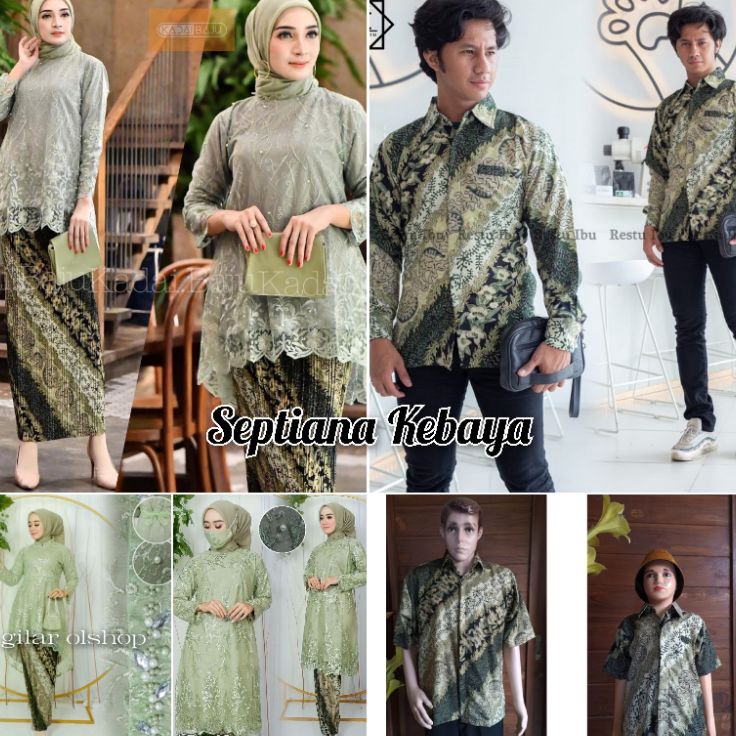 New Mart couple kebaya  sage Green |  kebaya tunik Lesty /kebaya wisuda tunangan  modern |  kemeja b