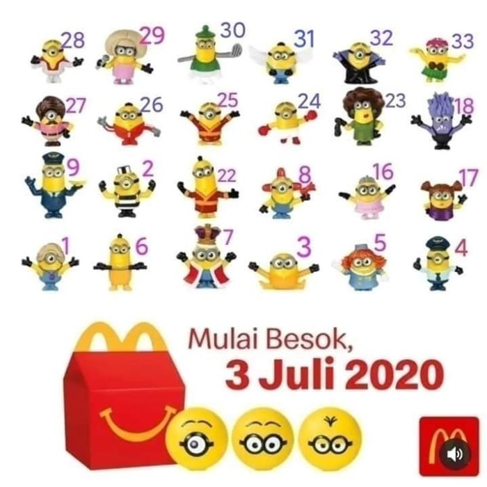 MUST HAVE HAPPY MEAL MINION GOLD MCD NEW MCDONALD SET TERMURAH