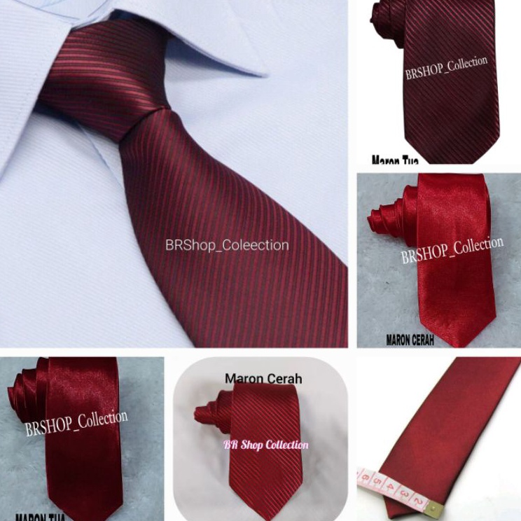COD✔️ Dasi merah maron IMPORT Maron tua cerah marun maroon 3inch 2inch polos salur