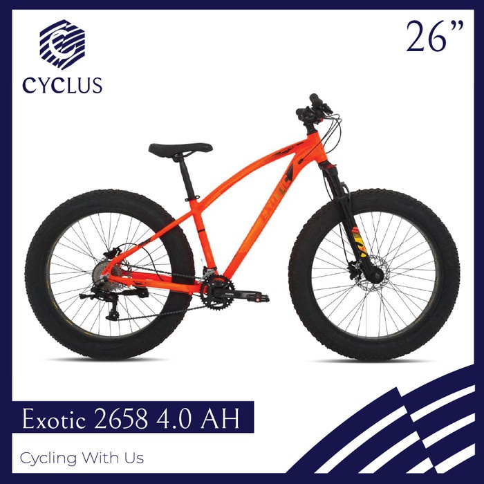 Terlaris Sepeda Mtb Exotic 2658 4.0 Ah Fatbike Ban Besar 21 Speed 26 Inch