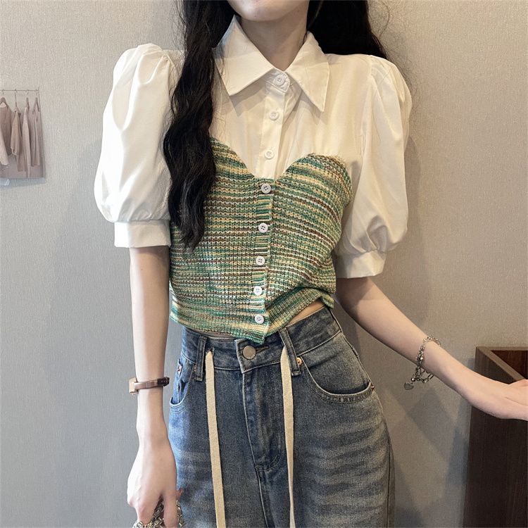 musim panas kemeja lengan pendek puff