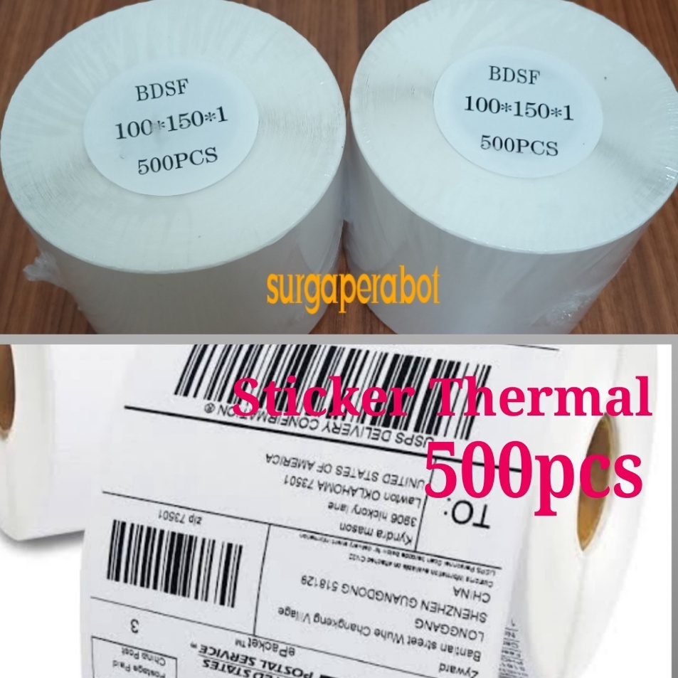 

Termurah Kertas Sticker Thermal Label Barcode 500 pcs 100x150 / 10x15 cm Stiker