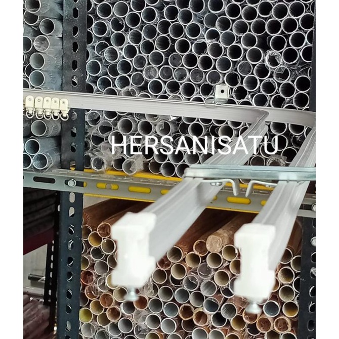 Rel Double Gorden Vitrace Flexibel Lengkung Tirai Pintu Jendela Siku