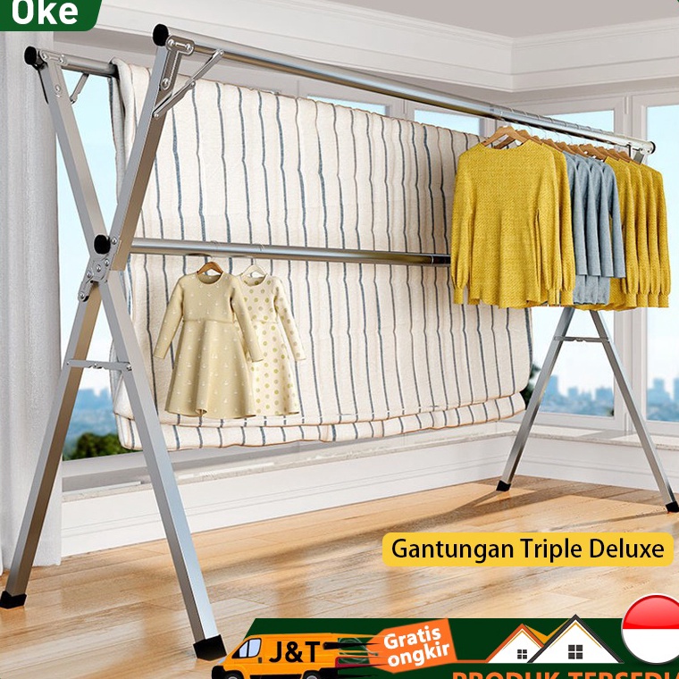 Paling Laris.. OKE jemuran/jemuran baju lipat/jemuran pakaian /jemuran baju/Jemuran baju stainless s