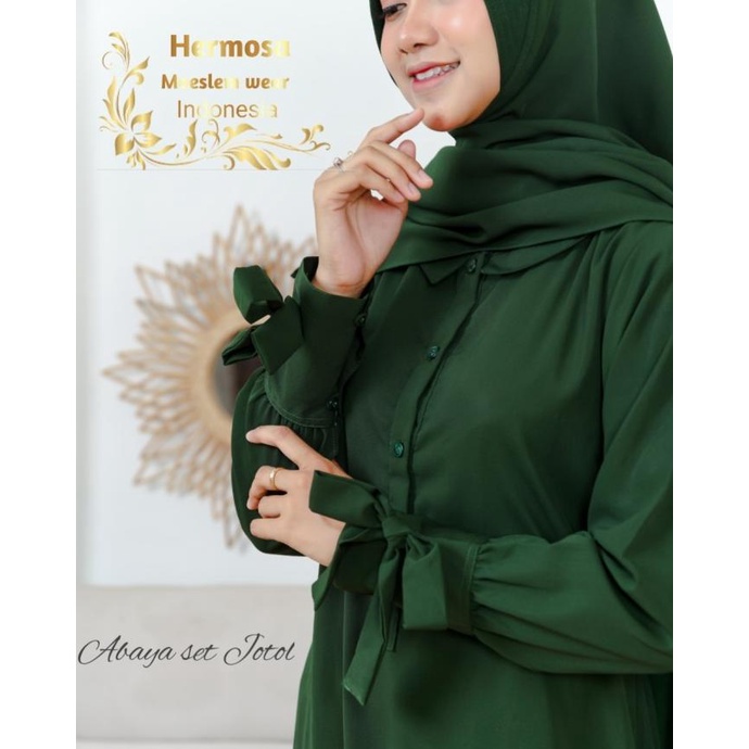 Set abaya hijau botol/set gamis muah/set gamis warna hijau