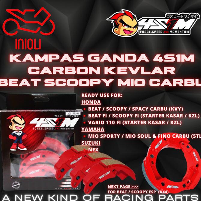 KAMPAS GANDA 4S1M CARBON KEVLAR BEAT SCOOPY VARIO 110 CARBU FI ESP MIO