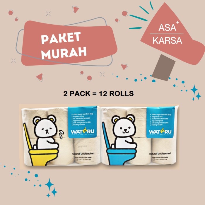 2 Pa Wateru Bamboo Tissue Toilet Roll Tisu Bambu