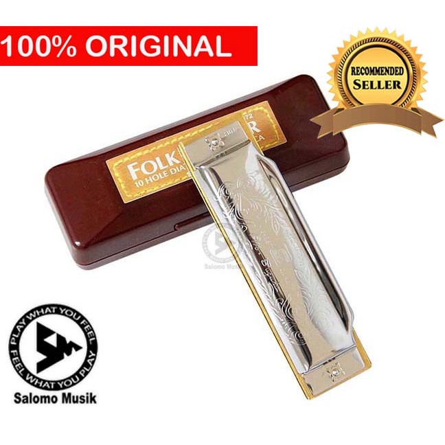 Terlaris Harmonika Harmonica Suzuki Folk Master 10 Hole 1072 Nada G