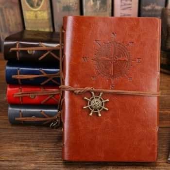 

Buku Agenda Notebook Planner Unik Binder Kulit Retro Compass A5