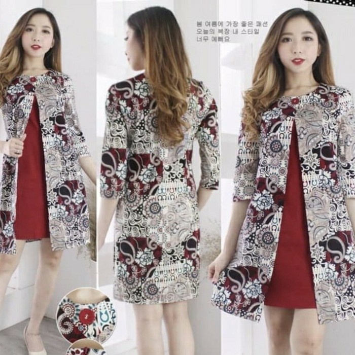 Terlaris Cheongsam Batik Couple Modern Dress + Kemeja Pria