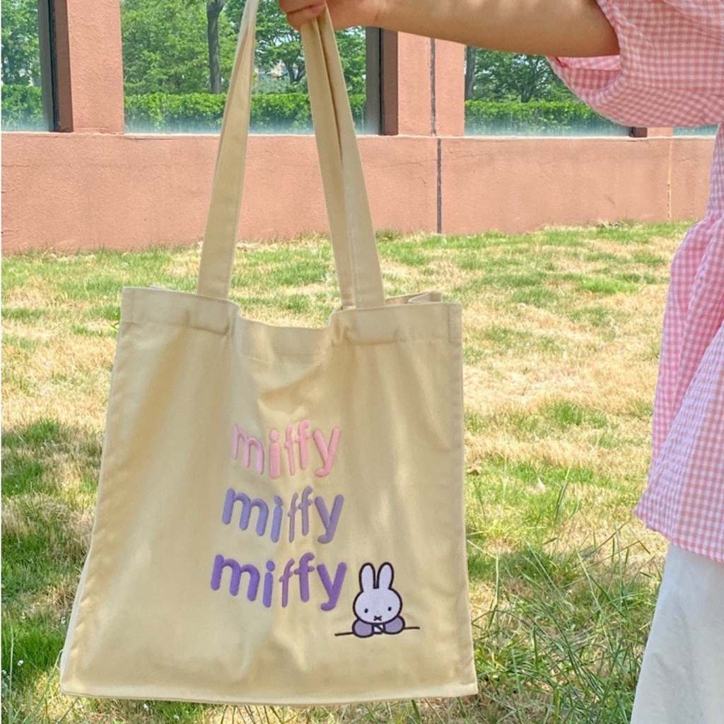 Miffy Three Tone Tote Bag Wanita / Tas Pundak Bordir Kelinci