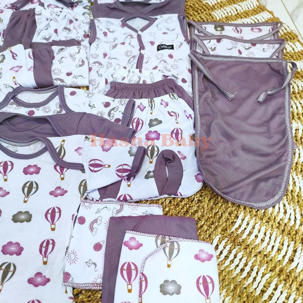 36 Pcs Paket Lahiran Lengkap Baju Bayi Celana Bayi Baru Lahir Karakter Lucu, Sartaki, Jumper, Popok Tali, Baby Gift Set Seri Purple Mouve -Juragan Lebak