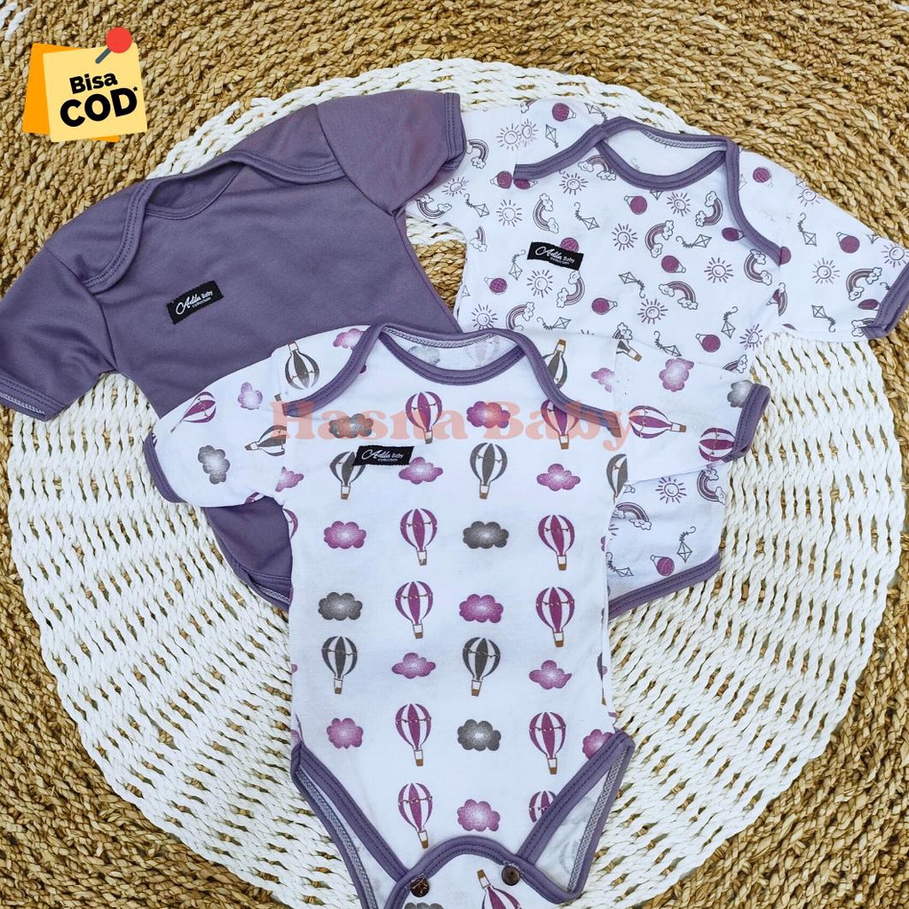 3 Pcs Jumper Bayi Baru Lahir/ Paket Jumpsuit Bayi / Paket Lahiran 3 Pcs Jumper Baby Gift Set Baby Newborn Seri Purple Mouve- Juragan Lebak