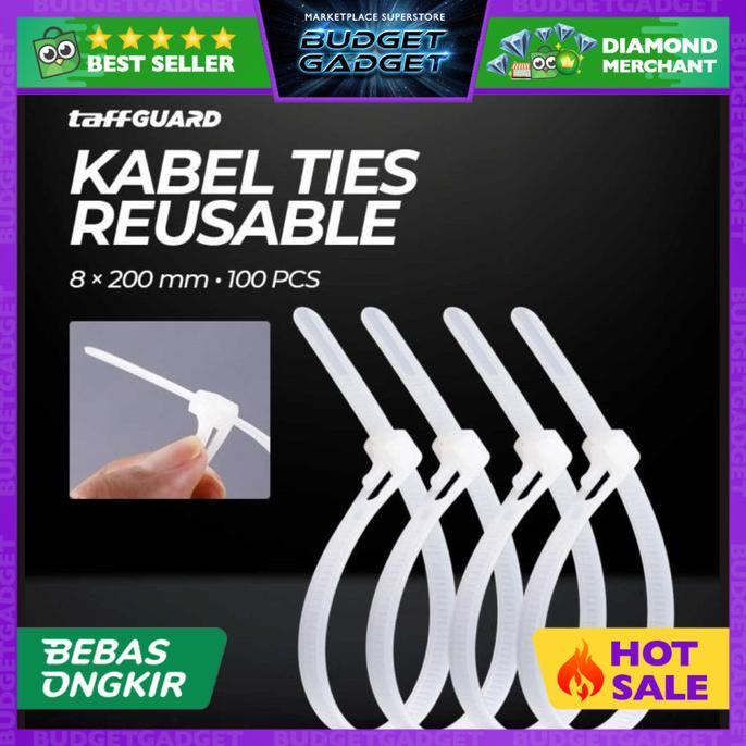 

Taffguard Kabel Ties 100 Pcs Cable Organizer Reusable 8 X 200 Mm