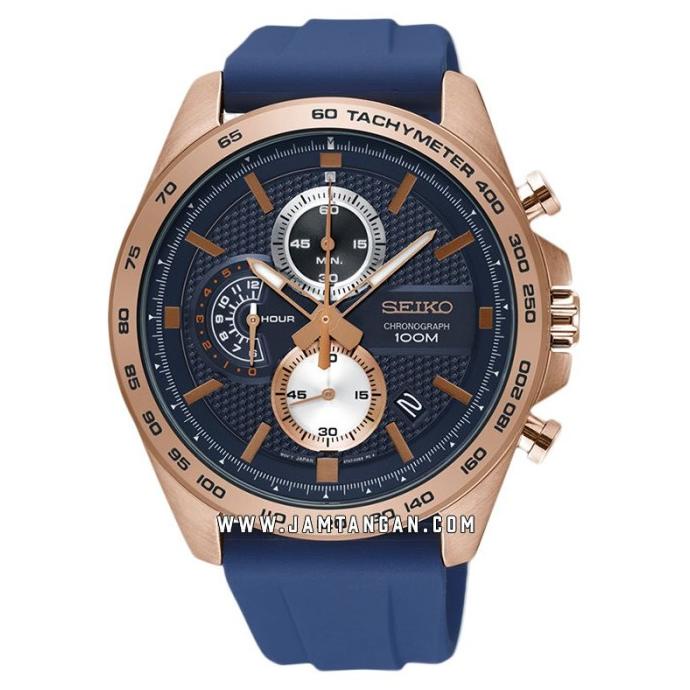 Seiko Chronograph Ssb290P1 Blue Dial Blue Rubber Strap
