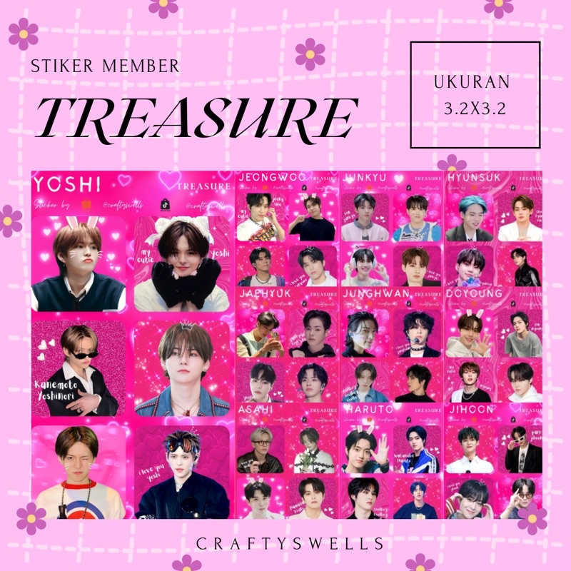 STIKER DECO MEMBER TREASURE JIHOON JUNGHWAN ASAHI YOSHI DOYOUNG JUNKYU JEONGWOO JAEHYUK HYUNSUK HARU