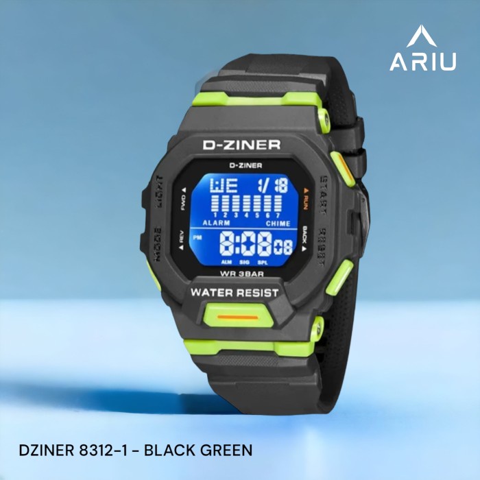 FLASH SALE ARIU - JAM TANGAN DZINER WR 30M DIGITAL WATCH - 8018-1 TERBARU