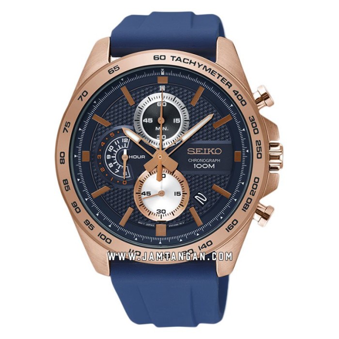 FLASH SALE SEIKO CHRONOGRAPH SSB290P1 BLUE DIAL BLUE RUBBER STRAP TERBARU