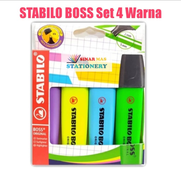

Bestseller Stabilo Boss Set 4 Warna / Highlighter Berwarna Stabilo Bos Original