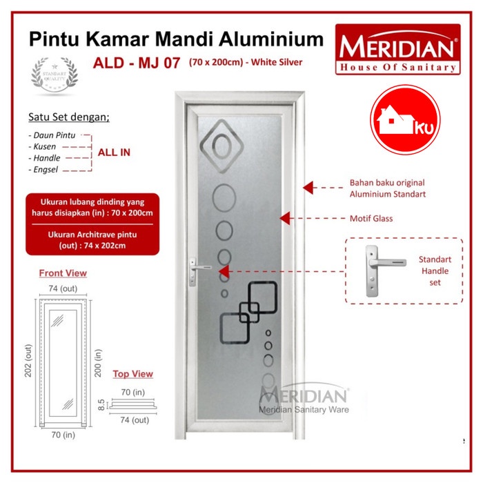 PROMO PINTU ALUMINIUM KAMAR MANDI MERIDIAN ALD MJ-07 TERBARU