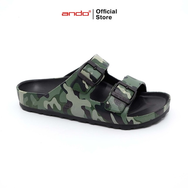 Ando Official Sandal Selop Slip On Sultan Army Pria Dewasa - Hitam/Hijau