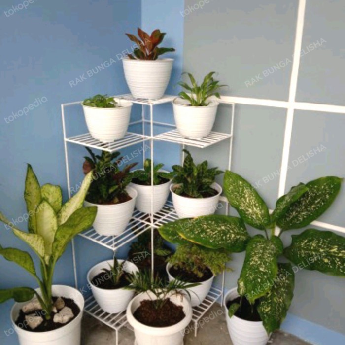 MUST HAVE RAK TANAMAN BUNGA BESI MINIMALIS 9 SUSUN UNTUK SUDUT STANDING POT TERMURAH