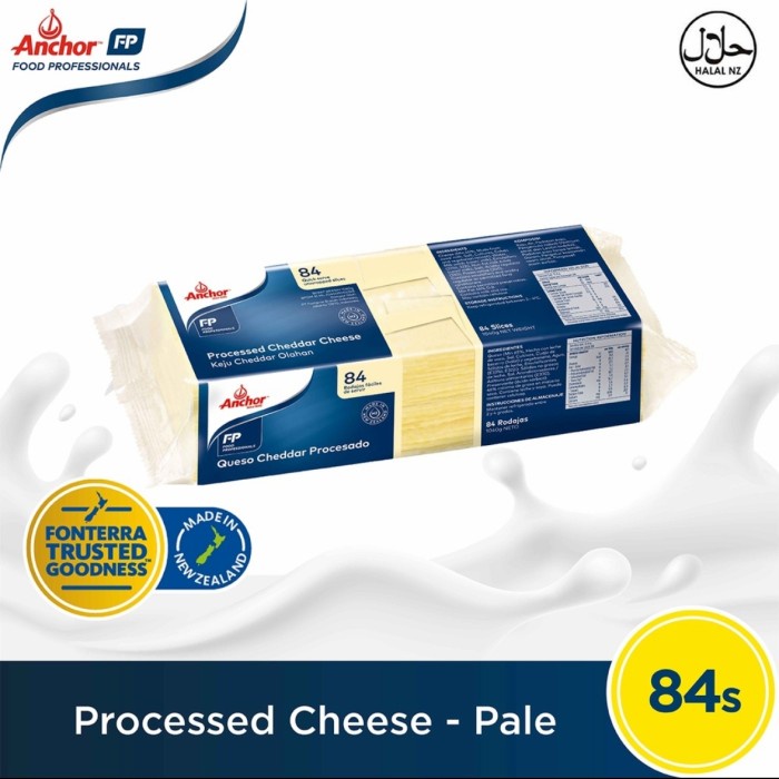 

Anchor white cheddar cheese slice 1Kg - keju lembaran isi 84 slice ghe02