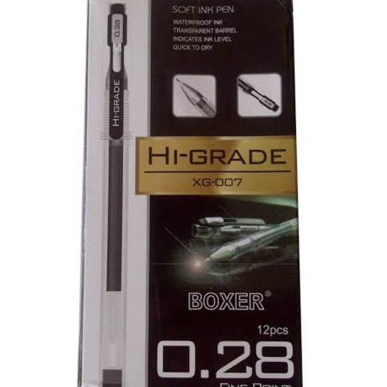 

12.12 ✨Promo✨ (12 pcs) Bolpen HI-GRADE Boxer 0.28 MM | Pulpen Higrade Hitam Biru | Higrade serbuuu !