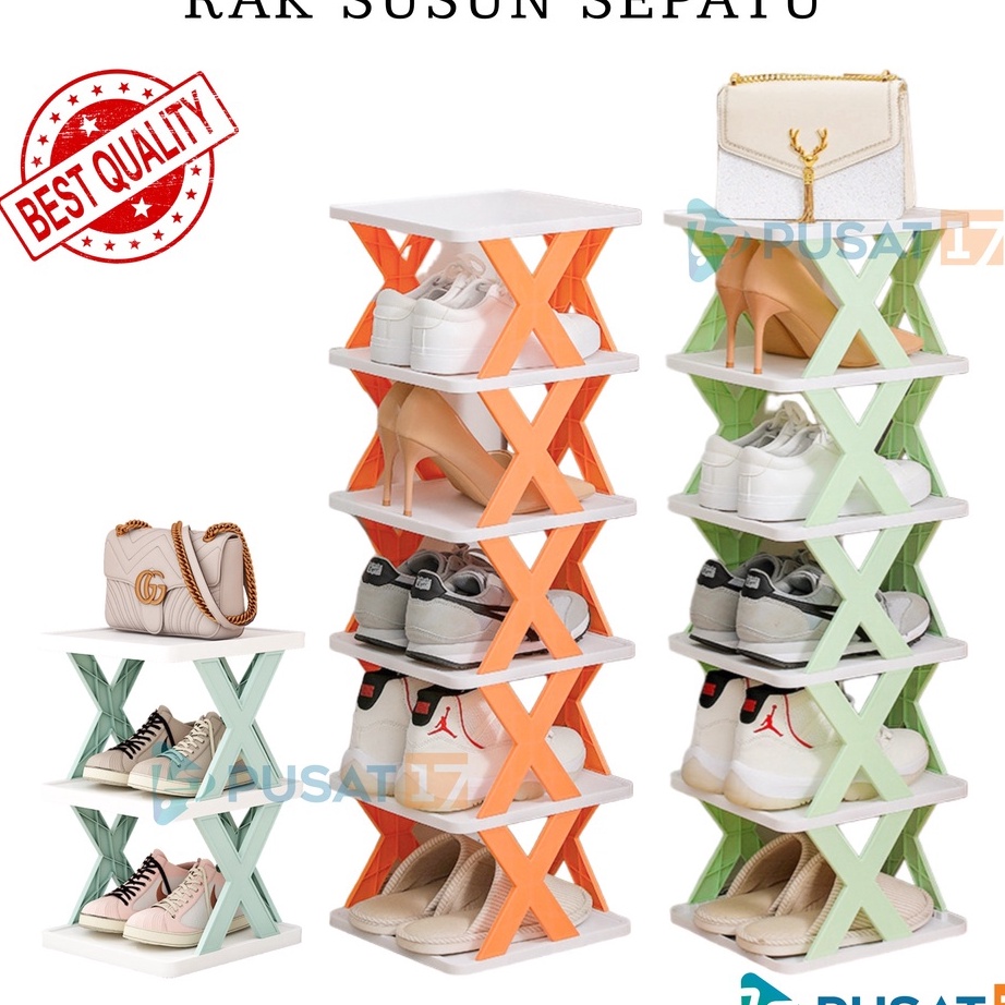 Dijual ❅ LJVjk PUSAT17 RAK SEPATU TINGKAT SERBAGUNA / TEMPAT SEPATU SANDAL SUSUN RAKIT / RAK TEMPAT 
