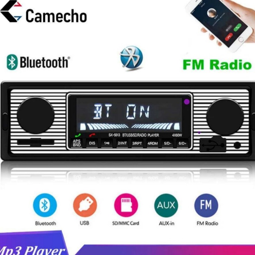 mM Bluebooth Camecho Audio Player Mobil 12 1Din FM Receiver Aux USB SD-SX-5513 ✹ ★★