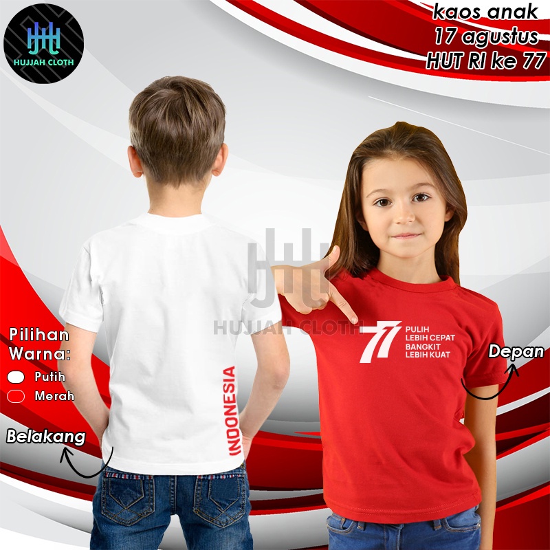 C9T KAOS 17 AGUSTUS 2022 HUT RI 77 ANAK ANAK / KAOS 17 AGUSTUSAN ANAK ANAK TERBARU 2022 / KAOS 17