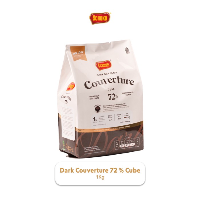 

Terlaris Schoko Dark 72% Couverture Cube - 1 Kg / Coklat Kovertur Bentuk Dadu