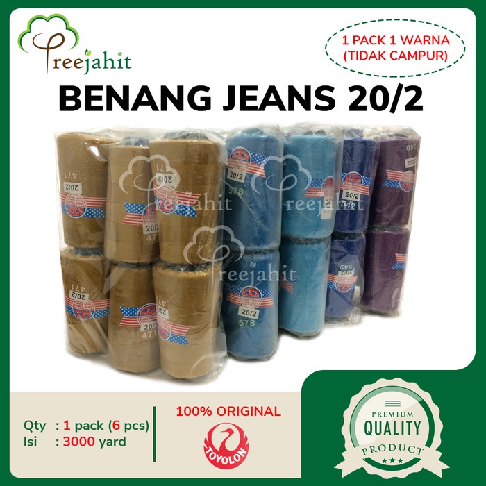 TERMURAH Benang Jahit Jeans Merk Toyolon 20/2 3000Y / Pack