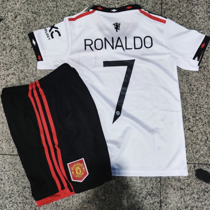 TERMURAH JERSEY BAJU BOLA MU AWAY KIDS ANAK 2022/2023 + NAMESET RONALDO GRADE