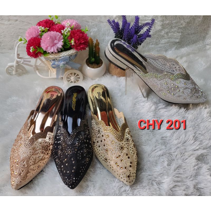Sendal Pesta Wanita Teplek PURPLE CHY-201