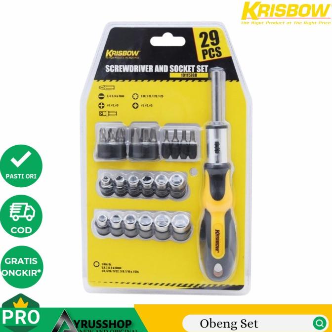 "'''] Obeng Set dan Kunci Sok 29pcs Krisbow Screwdriver and Socket Set