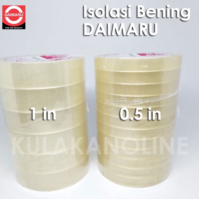 

Terbaru.. Isolasi Bening / Lakban Industri Daimaru Ukuran : 0.5 inc / 1 inc x 72 yard (1 slop 6 roll) 56