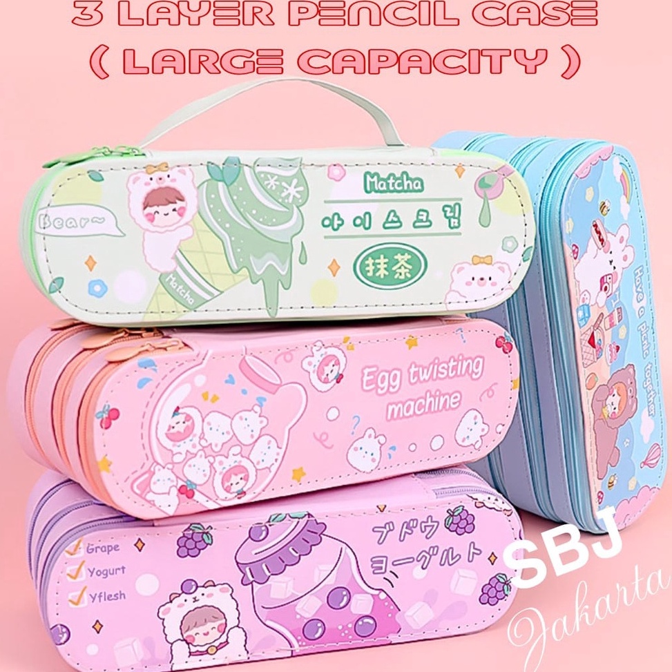 

Kemasan Baru.. Tempat Pensil Kotak Pensil 3 Layer Korean Style Pensil Case SBJ-PC3L FYW