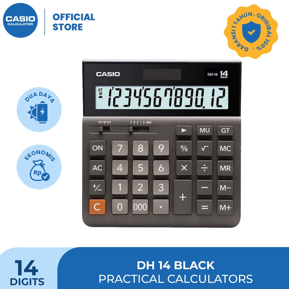 

Stok terbatas!.. CASIO DH-14 - Hitam - Kalkulator Kantor - 14 digit L9H