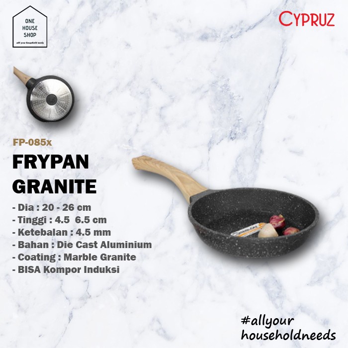 Penggorengan Frypan Teflon Granite Marble Anti Lengket Cypruz