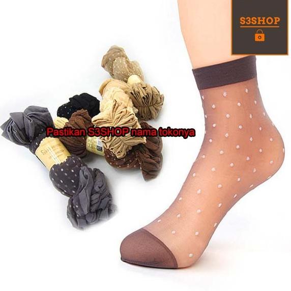 Kaos Kaki Kerja Stocking Motif Wanita Transparan Tipis Silky Socks