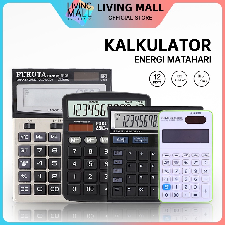 

Modern.. Kalkulator Elektronik Energi Matahari 12 Digit / Kalkulator Dagang Besar / Kalkulator Kecil / Alat Hitung / Calculator Check / Merk FUKUTA 0K0