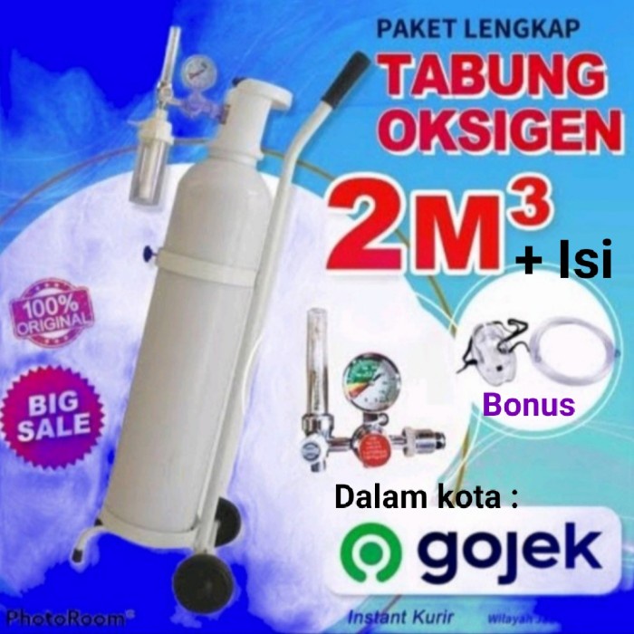 TABUNG OKSIGEN 2M3 SET SIAP PAKAI , LENGKAP / TABUNG OKSIGEN 2 METER