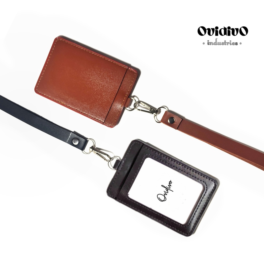 

✢Best Terlaris❉➤ 6K7VJ Lanyard ID card kulit 2 slot T35 ✩Model Terkini