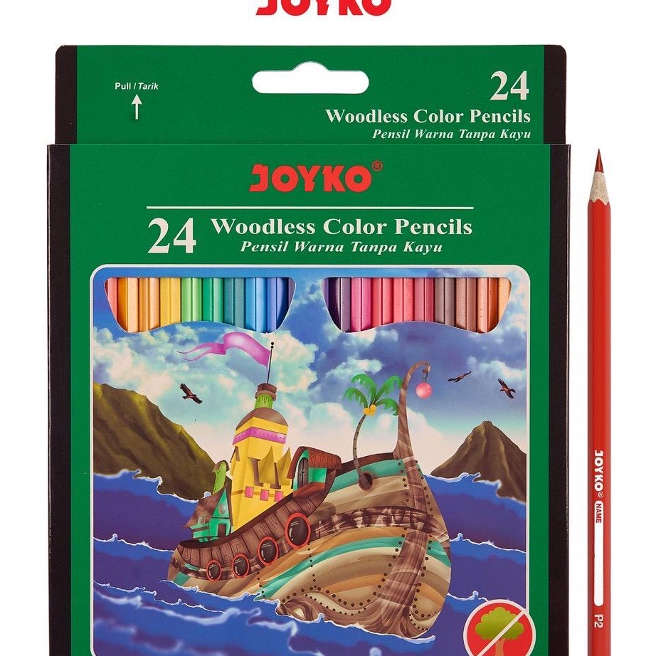 

✤Terkini 8WTUY (ISI 24 WARNA) Joyko Pensil Warna Woodless Color Pencils Hexagonal Grip CP104 Y97 Terlaris