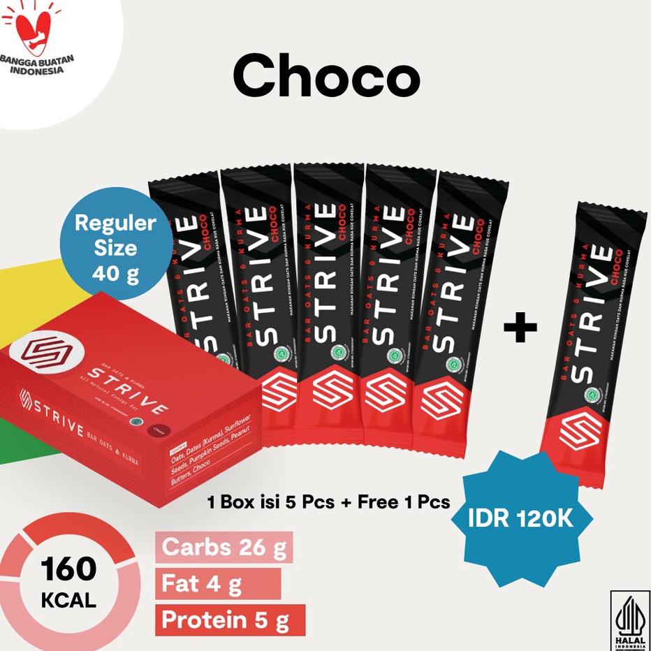 

↔Baru➼ 6TWGS STRIVE Energy Bar Choco (Fullbar) - 40 gr x 6 pcs J71 ✣Best Produk