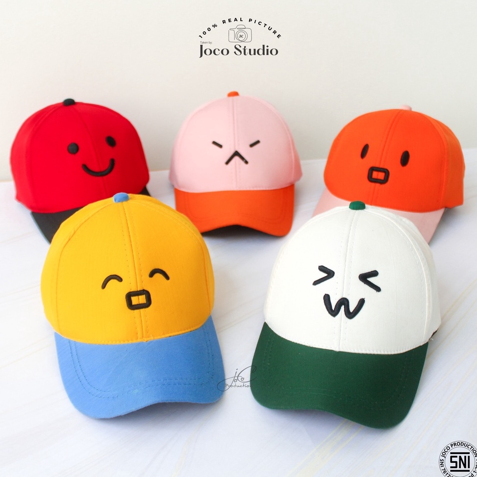 Ready.. Jocoproduction - Topi Anak BASEBALL Premium Bordir Emoji JLJ