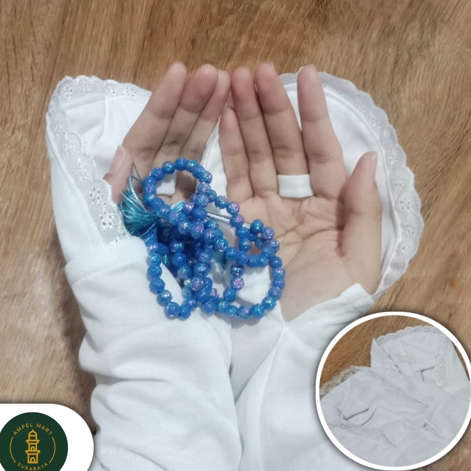 ❤[PROMO ⚡ALE]❤ Sarung Tangan Haji Sarung Tangan Muslimah Bahan Katun Renda Kaos Tangan Renda