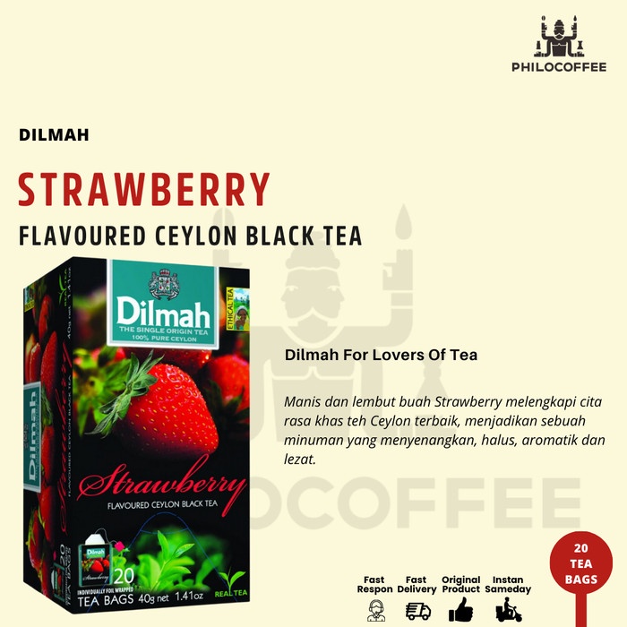 

Teh Dilmah Strawberry (20 X 1,5Gr) Tag Tbag Teh Celup Non-Amplop